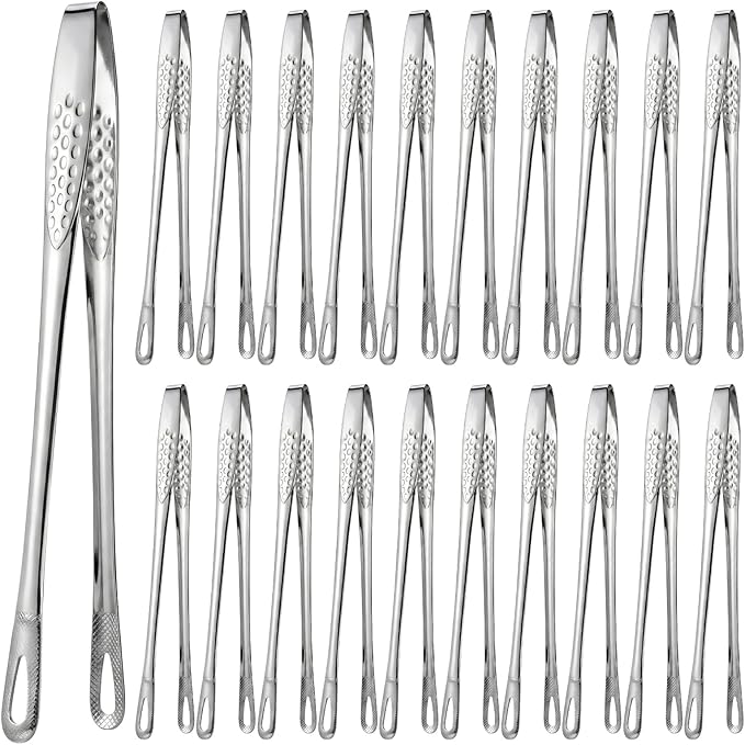 20 Pcs 11 Inch Kitchen Tongs, Stainless Steel Korean BBQ Grill Tongs Japanese Barbecue Tong for Cooking Serving Tong Portable Kitchenware for Steak Salad Food, Baking, Food Plating, BBQ