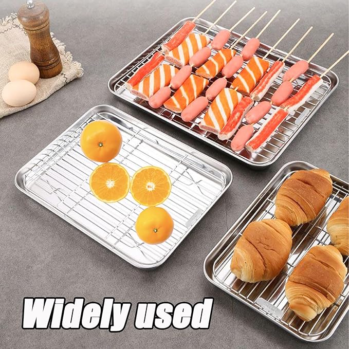 2 Pack 9.84" x 7.48" Baking Cooling Racks, 304 Stainless Steel Wire Baking Rack for Cooking Roasting Grilling