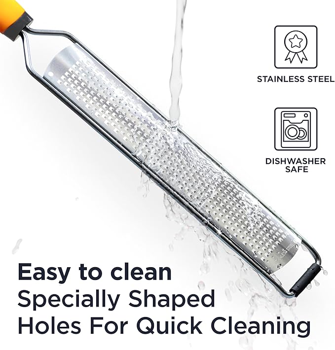 Deiss PRO Lemon Zester & Heavy Duty Cheese Grater & Vegetable Grater - Parmesan Cheese Lemon, Garlic, Nutmeg, Chocolate, Fruits, Vegetables, Ginger Grater - Cheese Shredder & Stainless Steel Grater