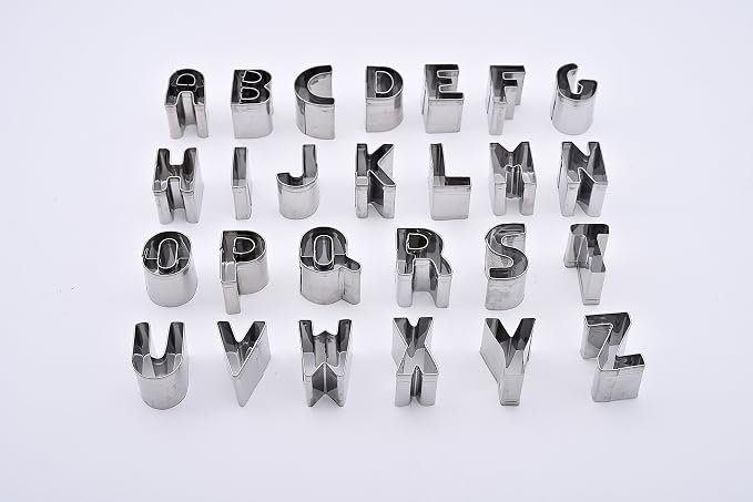 SurgeHai 26-Piece Small Alphabet Cutters Set (A - Z), Stainless Steel Decorating Tools Letters Fondant Cutters