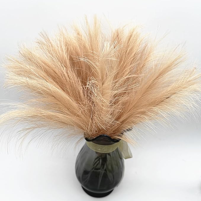 CATTREE Faux Pampas Grass - Khaki 30 Pcs, Artificial Small Pampas Grass Stems 17 Inch Reeds for Home Decor Vase, Dried Flowers, Fake Fluffy Floral, Dry Plant Wedding Party Christmas Boho Decorations