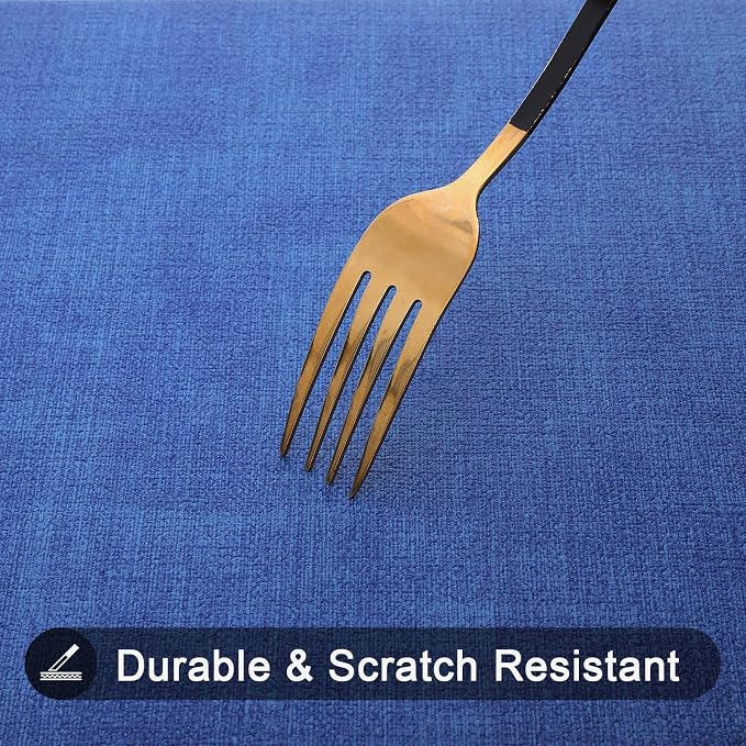 homing Faux Leather Heat Resistant Placemats 4 Packs, Waterproof Wipeable Dining PU Place Mats for Indoor & Outdoor, Easy to Clean, Sea Blue
