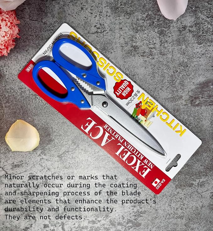 Multipurpose Kitchen Shears Heavy Duty Japan Tanaka Scissors Diamond Cut Stainless Steel 타나카 방산시장 강주은 주방가위 깡스가위 (Blue)