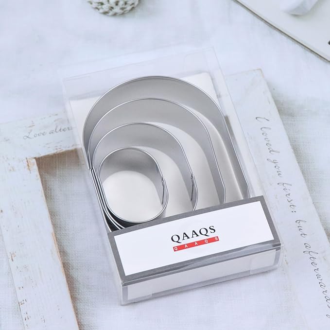 Pill Capsule Long Oval Cookie Cutters - 5 Inch, 4 Inch, 3 Inch, 2 Inch - Geometric Frame Plaque Cookie Cutter Set Fondant Biscuit Molds - Stainless Steel
