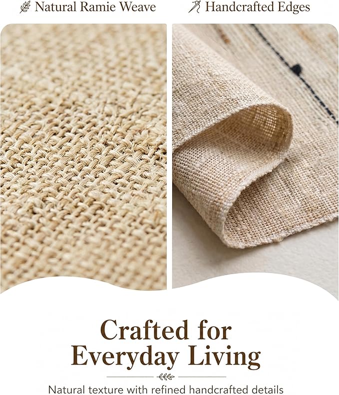 Ramie Table Runner 13.8 x 72 Inch, Natural Woven Table Runner for Dining Table, Boho Farmhouse Rustic Table Decor for Kitchen, Coffee Table, Entryway Console