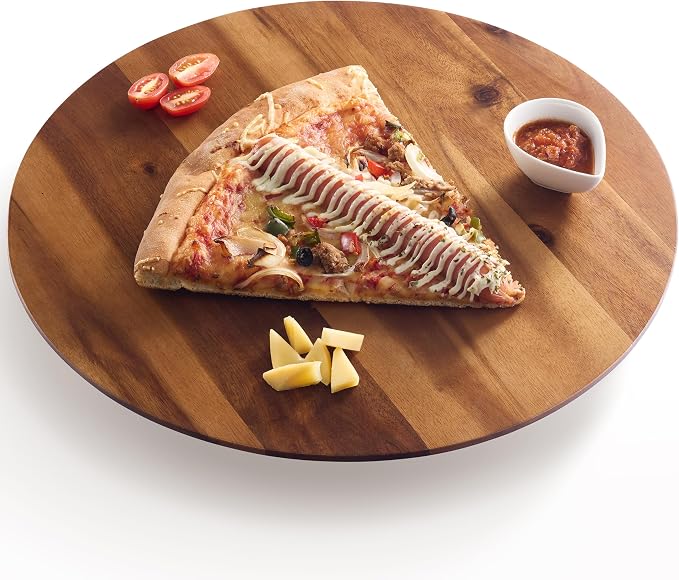 TIDITA 16" Acacia Wood Lazy Susan for Table Top - Wooden Turntable Serving Tray for Charcuterie Boards Cheese Board - Extra Large Round Lazy Susan Organizer - Kitchen Revolution for Countertop