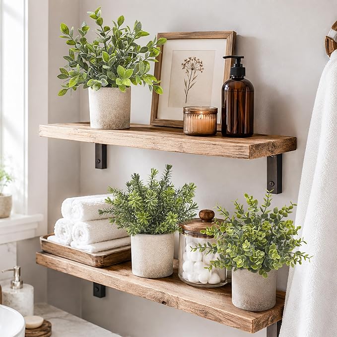 Der Rose 3 Pack Mini Potted Fake Plants Artificial Plastic Eucalyptus Plants Topiaries for Home Office Desk Farmhouse Shelf Room Bathroom Decor(Sage Green)