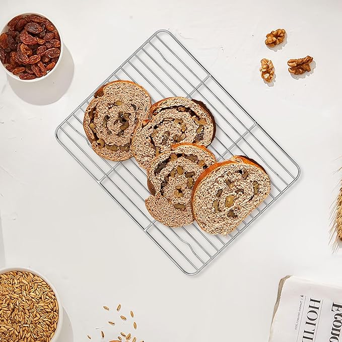Homikit Stainless Steel Cooling Racks Set of 2, 11.6”*9.1” Heavy Duty Wire Baking Rack for Cooking Roasting Grilling Bacon Cake Cookies, Non Toxic & Rust Free