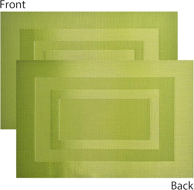 PIGCHCY Placemats Set of 8 Washable Durable Place Mats Vinyl Heat Resistant Non-Slip Table Mats Indoor Outdoor (18 x 12 inches, Lime Green)