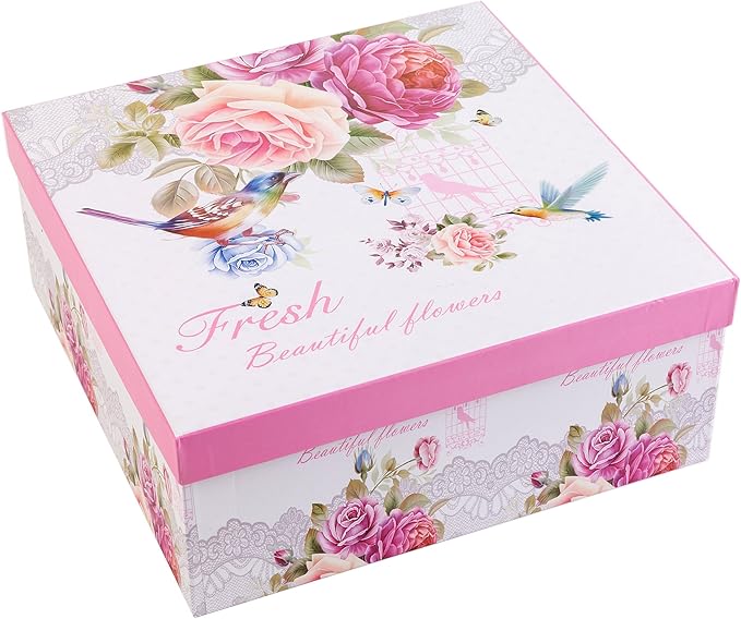 London Boutique Tea Coffee Cup Mug Set 4 Porcelain Bird Rose Butterfly Shabby Chic design in Gift Box 330ML 11oz
