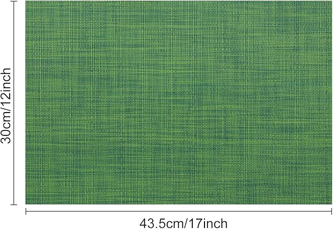 Myir JUN Placemats Set of 4, Vinyl Woven Placemats Place Mats Indoor Set of 4 Washable Table Mats Non-Slip Place mats for Dining Table (Dark Green, Set of 4)