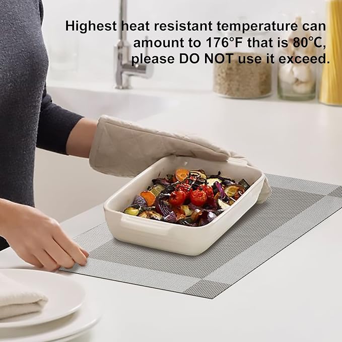 Aofmee Placemats Set of 4, Heat Resistant Place Mats, Washable Durable PVC Table Mats, Woven Vinyl Plastic Placemats for Dining Table, Non-Slip Stain Resistant Kitchen Table Placemats, Easy to Clean