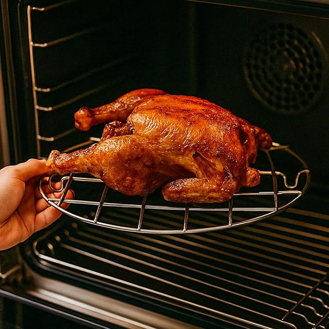TamBee Oval Roasting Cooling Rack 9.8x6.7 Inch 304 Stainless Steel Baking Broiling Rack Cookware 0.8 Inch heigh Thick Version 2PCS for Party Turkey Dinner Steak