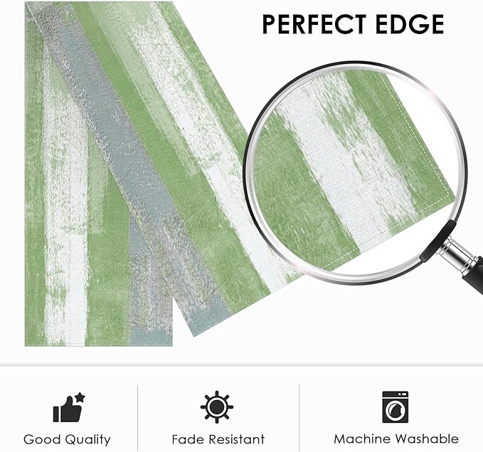 Emvency Farmhouse Table Runner, Vintage Green and Grey Abstract Art Painting for Kitchen Coffee Table Family Dinners Holiday Parties Wedding Events Decor(13x72 inch)