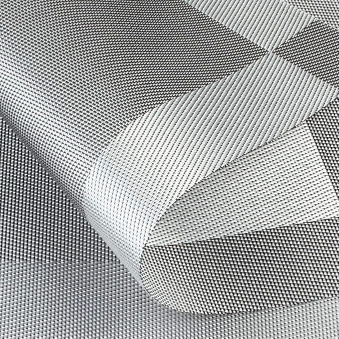 DACHUI Placemats Set of 4, Linen Look Woven Place Mats, Water Resistant, Heat Resistant, Washable, Durable Table Mats (Silver Grey)