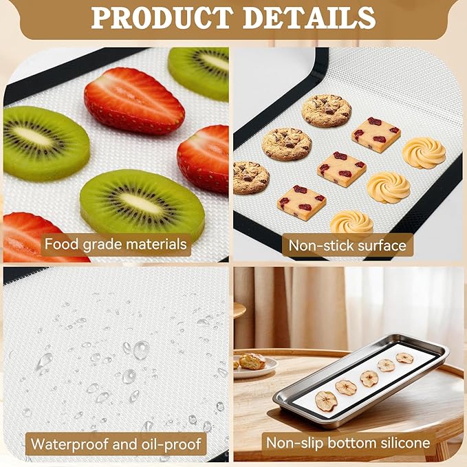 Silicone Baking Mats for Harvest Right Freeze Dryer Trays, Small/Medium/Large, Food-Safe Non-Stick Freeze Drying Mats, Heat Resistant Reusable Oven Liners, Medium-5PCS