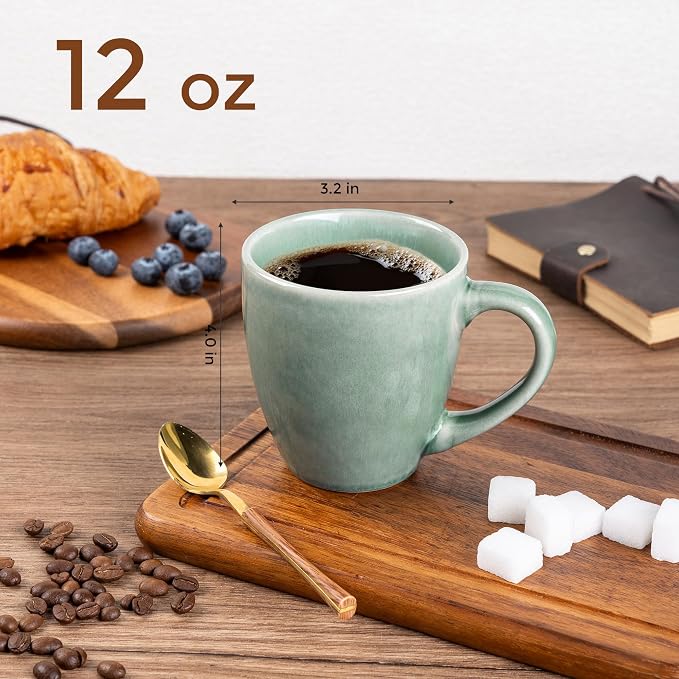 GBhome Ceramic Coffee Mugs Set of 6, 12oz Stoneware Coffee Mugs Set For Dad Mom Women MEN, Light Weight Coffee Cups for Latte/Tea/Beer/Hot Cocoa, Dishwasher & Microwave Safe