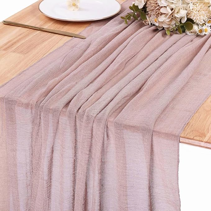 13ft Linen Grey Cheesecloth Table Runner 35x157 Inches Boho Gauze Cheese Cloth for Wedding Baby Bridal Shower Party Decorations