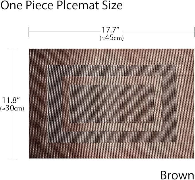 PIGCHCY Placemats Set of 6,Washable Woven Vinyl Kitchen Table Mats Non Slip Durable Placemats Heat Resistant Placemats for Dining Table(Coffee Brown)