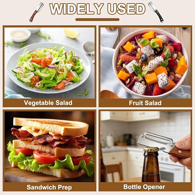 2PCS Multifunctional Vegetable Peeler, 2 in 1 Multi Functional Vegetable Peeler with Bottle Opener and Wooden Handle,Stainless Steel Blade Kitchen Tool for Potato Pumpkin Carrot Veggie Peeler
