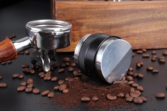 DIBTSA 58mm Espresso Distributor and Tamper, Dual Head Coffee Leveler, Adjustable Depth, Stainless Steel Espresso Distribution Tool for 58mm Portafilter (Black)
