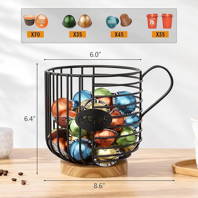 Coffee Pod Holder for Nespresso Vertuo Original & Keurig K-Cup, Metal Coffee Capsule Organizer Large Capacity Coffee Bar Accessories for Kitchen Counter