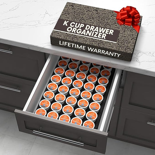 K Cup Holder Compatible with Keurig Coffee Pods - K Cup Drawer Organizer Holders, K Cup Storage & K Cup Organizer for Kitchen Drawer - K Cup Holder Drawer Tray, KPod Coffee Pods Storage Drawer (40)