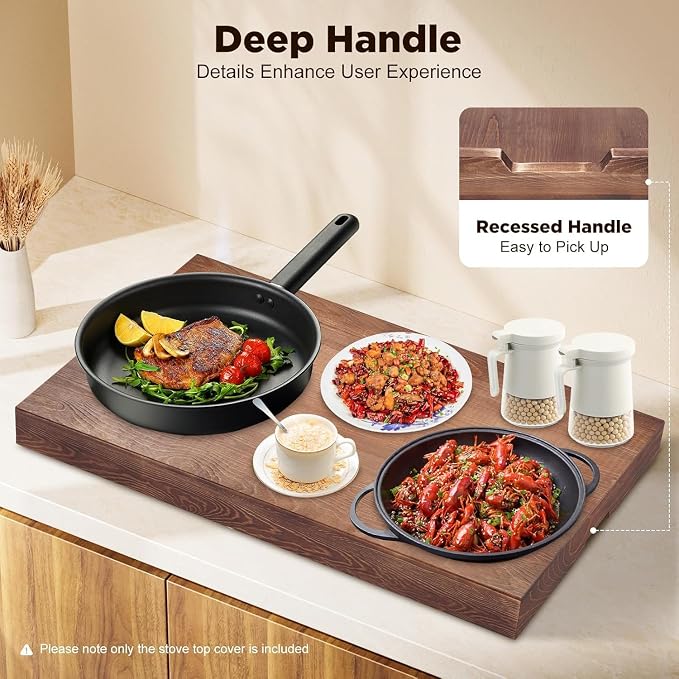 Ottoman Tray Large, Wooden Coffee Table Tray, Walnut Serving Tray with Handles, Rustic Pine Wood Decorative Tray for Living Room, Kitchen Countertop Organizer, Stove Top Cover, 29.5x22 Inch
