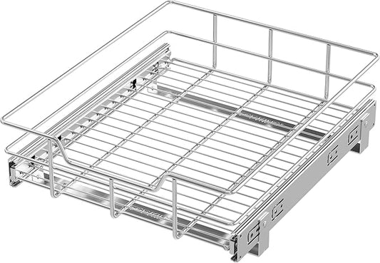 Pull Out Cabinet Organizer 15" W X 22" D, Slide Out Drawers For Kitchen Organizers and Storage, Pull Out Drawers For Cabinets Capacity Heavy Duty Caddy, Cabinet Shelves Chrome-Plated, Bathroom Pantry