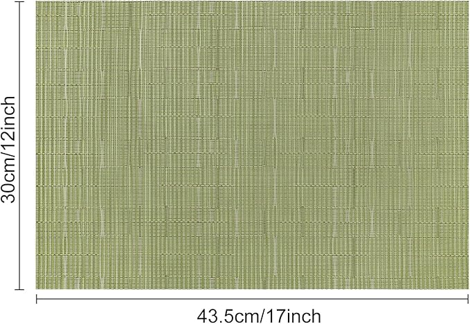 Myir JUN Placemats Set of 10, Vinyl Woven Placemats Place Mats Indoor Set of 10 Washable Table Mats Non-Slip Place mats for Dining Table (Green)
