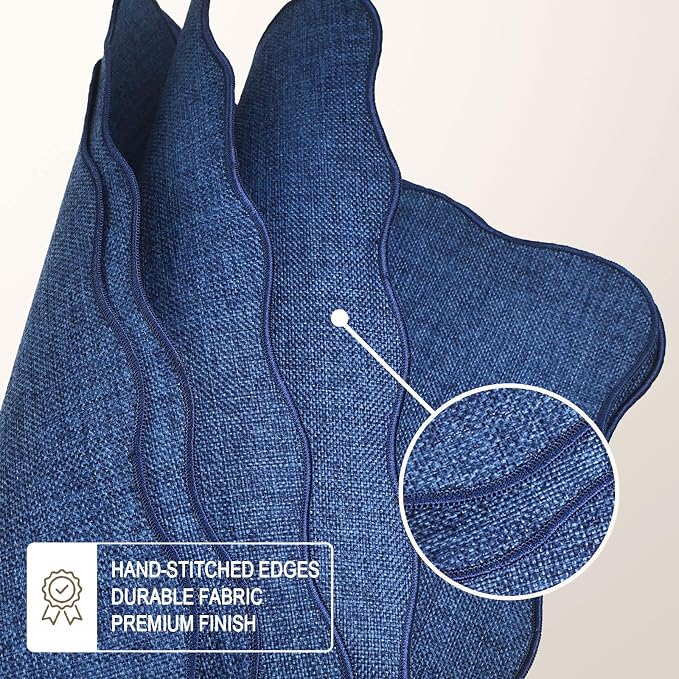 AHHFSMEI Faux Linen Placemats Set of 6 Heat Resistant Non-Slip Stain Proof Table Mats for Kitchen Dining Elegant Decor Place Mats (Blue)