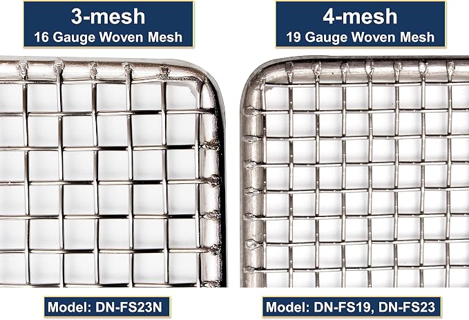 GSW 10 pcs 19" x 19" DN-FS19 Heavy Duty 19 Gauge 4-mesh Stainless Steel Woven Mesh Donut Frying Screen, 1/4"D Outer Frame and Support Rods