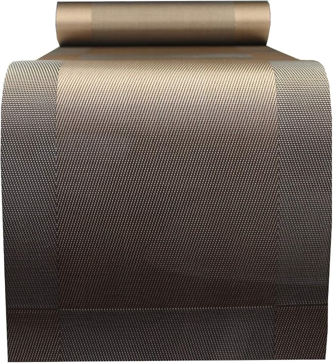 PIGCHCY Elegant Placemats with Matching Table Runner,Durable Cleaning Placemats for Dining Table Sets(6pcs Round Placemats+1pcs Table Runner, Chocolate Brown)