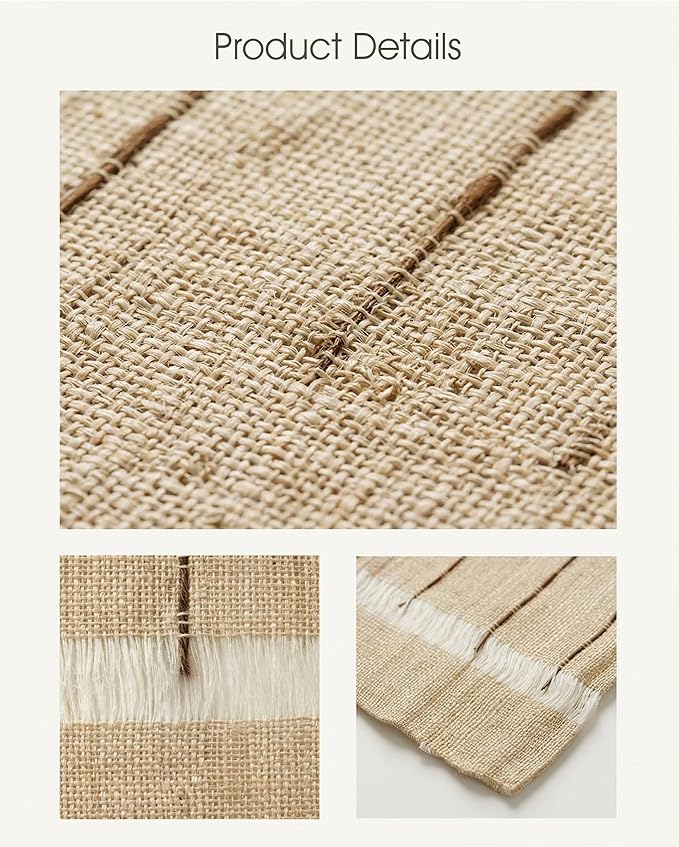 Ramie Placemats Set of 6, 12 x 17 Inch Natural Woven Place Mats for Dining Table, Handwoven Boho Farmhouse Table Mats for Kitchen, Dining Room & Coffee Table Decor