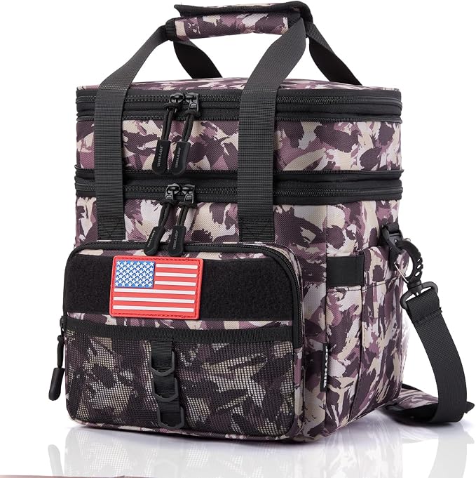 JOYHILL Lunch Bag & Lunch Box for Men Women- Insulated, Expandable Double | Tactical Leakproof, Cooler Bag for Work Office Camping Picnic Beach Daytrip, Durable Lunch Bag for Adults, 18 L/24 Can