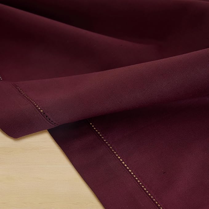 Solino Home Cotton Linen Wine Table Runner 72 Inches Long - Hemstitch Table Runner 14 x 72 Inch for Dresser