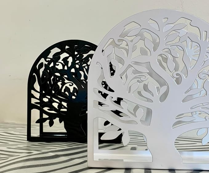 Metal Napkin Holder for Table – Decorative Tree of Life Napkin Holders for Kitchen & Dining Table, Fits Cocktail, Lunch & Guest Paper Napkins, White Countertop Napkin Holder for Home, Restaurant & Bar