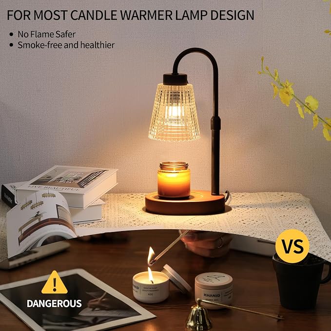 MEIXISUE Black Candle Warmer Lamp WithTimer and Dimmer,Fragrance Electric Wax Melt Warmer with 2 Bulbs,Scented Jar Lamp,Mother's Day/Birthday/Gifts Christmas for Mom/Wife,Home Decor,Adjustable Height