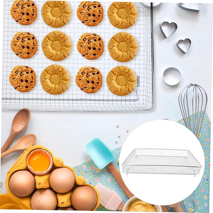 PRETYZOOM Stainless Steel Air Fryer Cooling Rack Stable Design for Cakes Cookies Muffins Multi Purpose Baking Tray for Grease Dripping Food Cooling Easy to Use