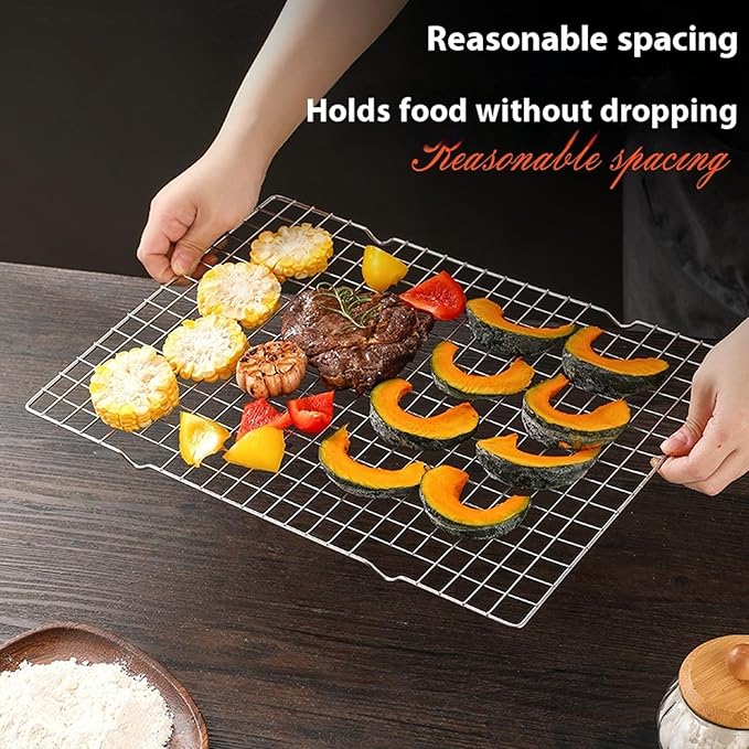 Set of 2 Rustproof Cooling Tray Stainless Steel Baking Sheet Oven Safe Bacons Rack for Camping and Home Kitchens Oven Safe Bacons Rack for Baking