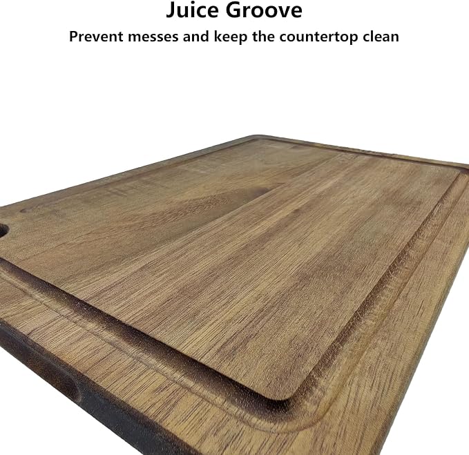 Small Acacia Wood Cutting Board for Kitchen with Juice Groove | Mini Wooden Cutting Board for Vegetables, Fruit, Bread, Meat, 10" x 7"