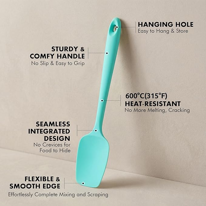 Silicone Spoonula Set: 600ºF Heat Resistant Food Grade Cooking Baking Utensils, Kitchen Flexible Nonstick Rubber Pan Spoon Spatula for Mixing, Scrambling, Scooping (3 Pieces, Multicolor 3)