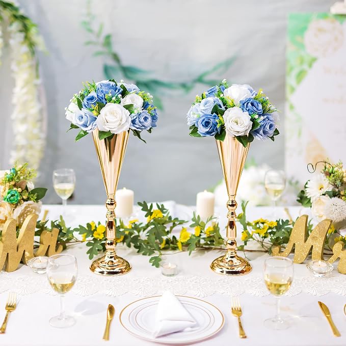 Flower Centerpieces for Wedding Tables: Wedding Table Decorations Dusty Blue & White Flower Balls Centerpieces for Engagement Cerebration Party Center Pieces 6 Packs