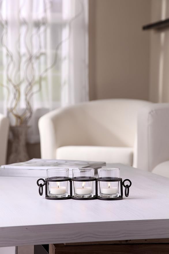 Hosley 9-Inch Tea Light Candle Holder - Elegant Coffee Table Accent, Modern Home Decor Piece for Room Decor - Ideal for Living Room and Office Spaces, Idea