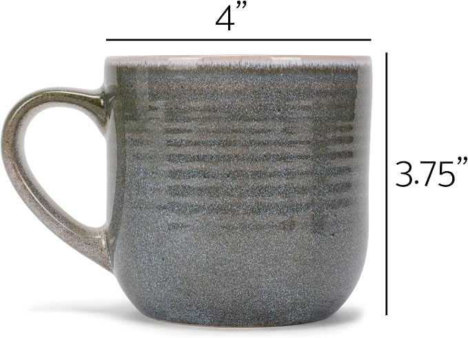 Elanze Designs Glossy Reactive Glaze Large 17 Fluid Ounce Everyday Kitchen Food Grade Ceramic Stoneware Coffee Mug Cup with Comfort Curved Handles, Set of 4, Ocean Teal Blue