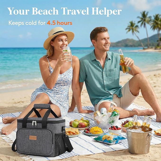 Lifewit Large Lunch Bag, Insulated Lunch Box, Soft Cooler Cooling Tote for Adult Men Women, Dark Gray 24-Can (15L)