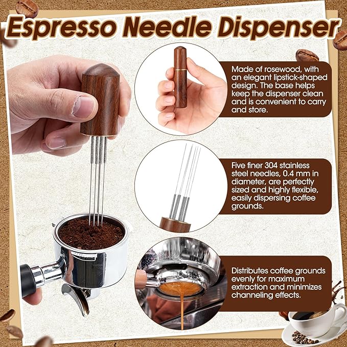 7 Pcs Espresso Accessories Kit, 53 mm Coffee Tamper Set Espresso Machine Accessories Coffee Tamper Wdt Tool Dosing Funnel Puck Screen Brush Tamping Station for 53 mm Barista Tools