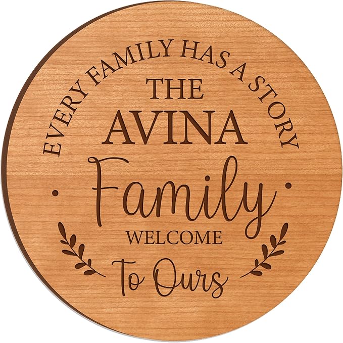 LifeSong Milestones Personalized Cherry Wood Lazy Susan Kitchen Turntable Everyday Design Ideas 12” Engraved Decorative Serving Centerpiece Family (Every Family)