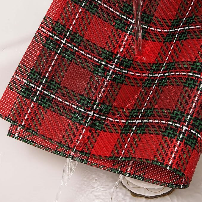AHHFSMEI Placemats Set of 6 Washable Woven Vinyl Placemats for Dining Table Heat Resistant Non-Slip Stain Resistant Table Mats for Kitchen & Home Decor(Red Gird,6)