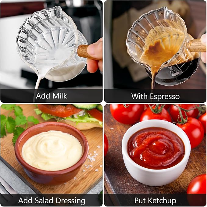 Espresso Shot Glass, 120 ML Cups With Handle and Dual-Scale, V-Shaped Mouth
